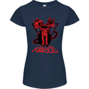 Demonic Cats Halloween Horror Witch Demons Womens Petite Cut T-Shirt Navy Blue