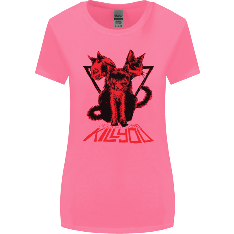 Demonic Cats Halloween Horror Witch Demons Womens Wider Cut T-Shirt Azalea