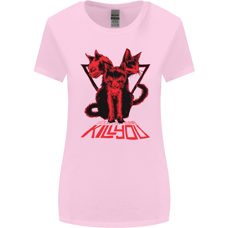 Demonic Cats Halloween Horror Witch Demons Womens Wider Cut T-Shirt Light Pink