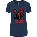 Demonic Cats Halloween Horror Witch Demons Womens Wider Cut T-Shirt Navy Blue