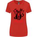 Demonic Cats Halloween Horror Witch Demons Womens Wider Cut T-Shirt Red