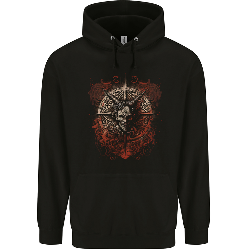 Demonic Satan Dark Magic Skull Gothic Fantasy Childrens Kids Hoodie Black