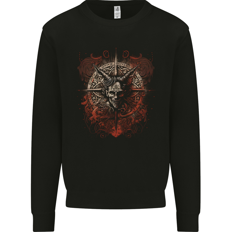 Demonic Satan Dark Magic Skull Gothic Fantasy Kids Sweatshirt Jumper Black