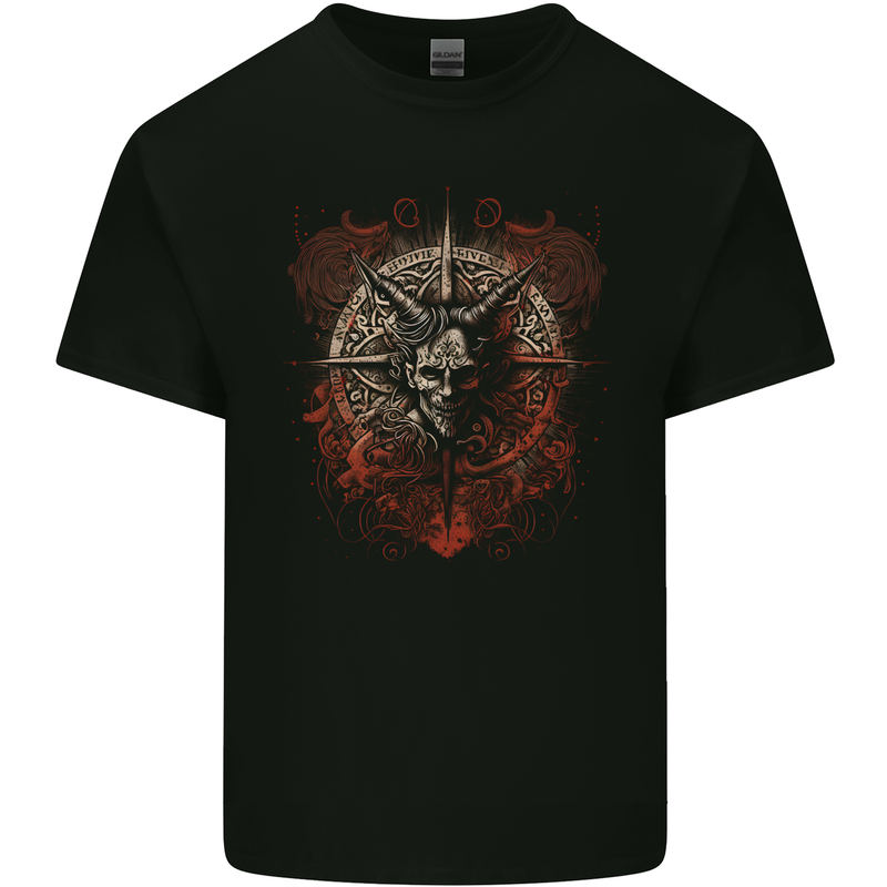 Demonic Satan Dark Magic Skull Gothic Fantasy Kids T-Shirt Childrens Black
