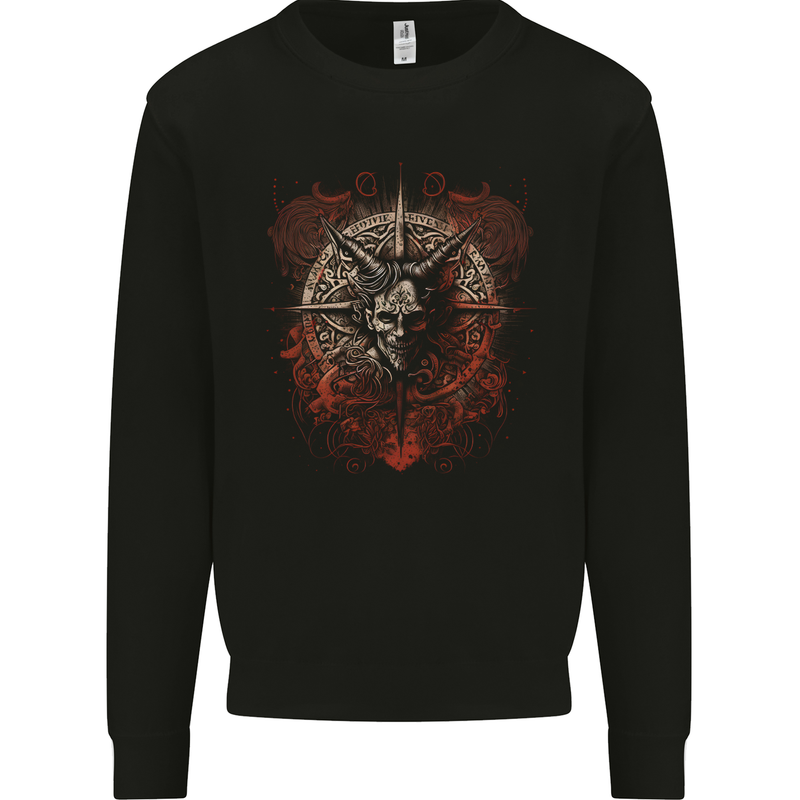 Demonic Satan Dark Magic Skull Gothic Fantasy Mens Sweatshirt Jumper Black