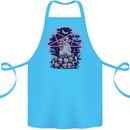 Demonic Satanic Rabbit With Skulls Cotton Apron 100% Organic Turquoise