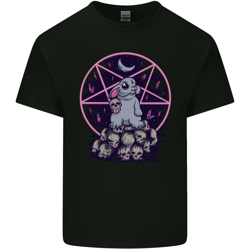 Demonic Satanic Rabbit With Skulls Kids T-Shirt Childrens Black