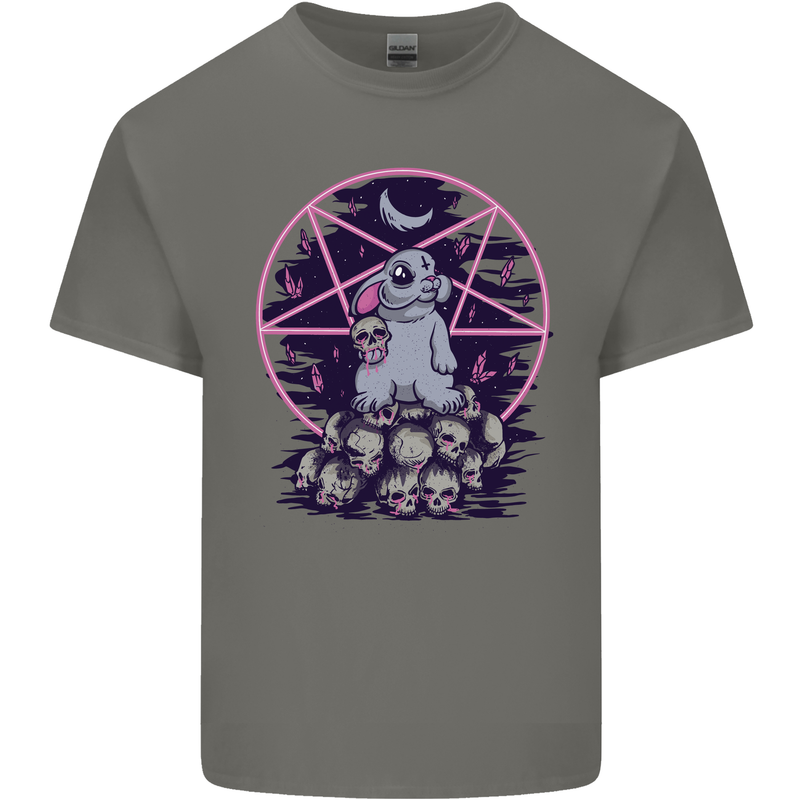 Demonic Satanic Rabbit With Skulls Kids T-Shirt Childrens Charcoal