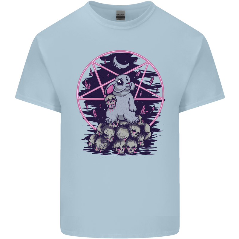 Demonic Satanic Rabbit With Skulls Kids T-Shirt Childrens Light Blue