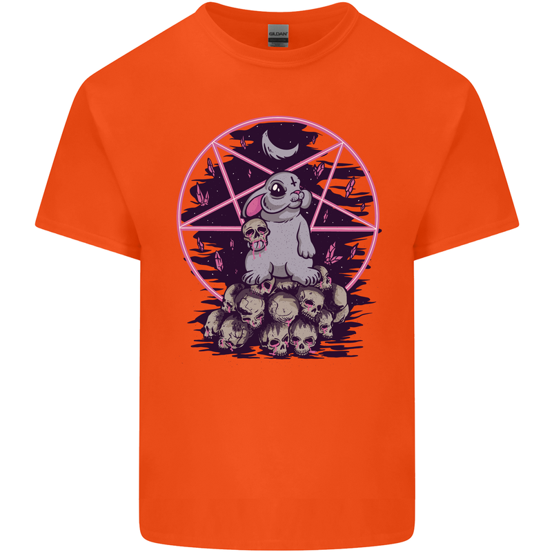 Demonic Satanic Rabbit With Skulls Kids T-Shirt Childrens Orange