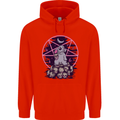Demonic Satanic Rabbit With Skulls Mens 80% Cotton Hoodie Bright Red