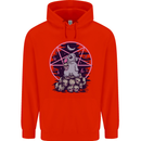 Demonic Satanic Rabbit With Skulls Mens 80% Cotton Hoodie Bright Red