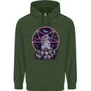Demonic Satanic Rabbit With Skulls Mens 80% Cotton Hoodie Forest Green