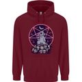 Demonic Satanic Rabbit With Skulls Mens 80% Cotton Hoodie Maroon