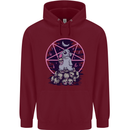 Demonic Satanic Rabbit With Skulls Mens 80% Cotton Hoodie Maroon