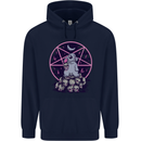 Demonic Satanic Rabbit With Skulls Mens 80% Cotton Hoodie Navy Blue
