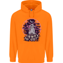 Demonic Satanic Rabbit With Skulls Mens 80% Cotton Hoodie Orange