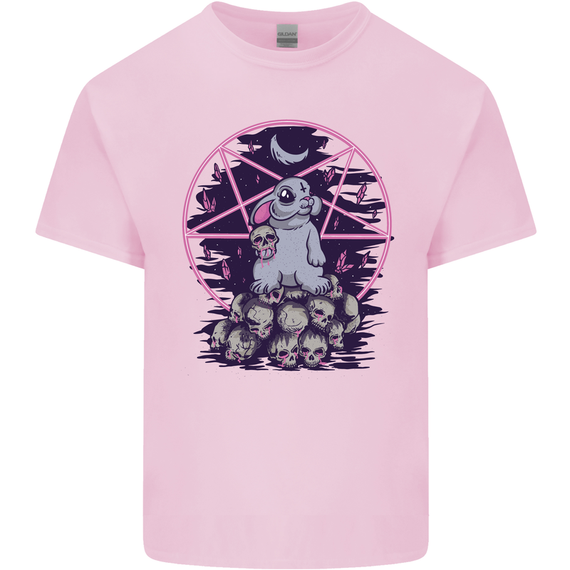 Demonic Satanic Rabbit With Skulls Mens Cotton T-Shirt Tee Top Light Pink
