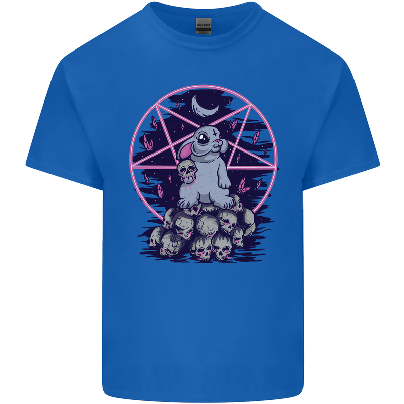 Demonic Satanic Rabbit With Skulls Mens Cotton T-Shirt Tee Top Royal Blue