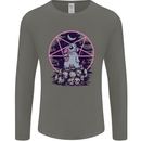 Demonic Satanic Rabbit With Skulls Mens Long Sleeve T-Shirt Charcoal