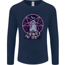 Demonic Satanic Rabbit With Skulls Mens Long Sleeve T-Shirt Navy Blue