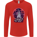 Demonic Satanic Rabbit With Skulls Mens Long Sleeve T-Shirt Red