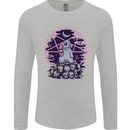 Demonic Satanic Rabbit With Skulls Mens Long Sleeve T-Shirt Sports Grey