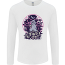 Demonic Satanic Rabbit With Skulls Mens Long Sleeve T-Shirt White