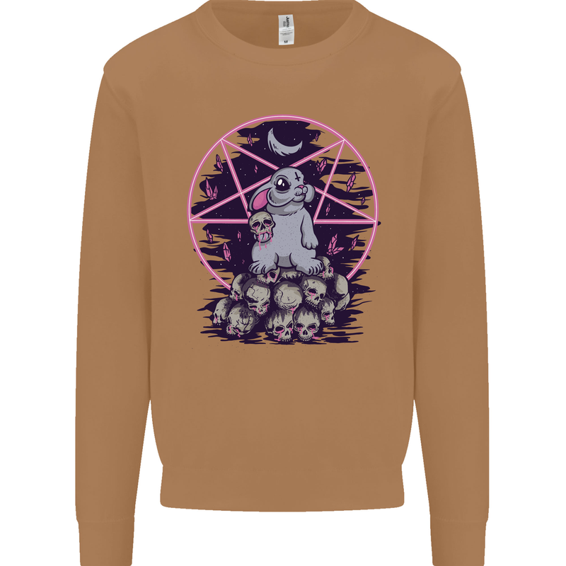 Demonic Satanic Rabbit With Skulls Mens Sweatshirt Jumper Caramel Latte