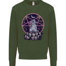 Demonic Satanic Rabbit With Skulls Mens Sweatshirt Jumper Forest Green