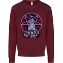 Demonic Satanic Rabbit With Skulls Mens Sweatshirt Jumper Maroon