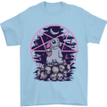 Demonic Satanic Rabbit With Skulls Mens T-Shirt Cotton Gildan Light Blue