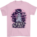 Demonic Satanic Rabbit With Skulls Mens T-Shirt Cotton Gildan Light Pink