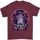 Demonic Satanic Rabbit With Skulls Mens T-Shirt Cotton Gildan Maroon