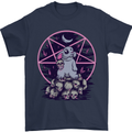 Demonic Satanic Rabbit With Skulls Mens T-Shirt Cotton Gildan Navy Blue