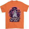 Demonic Satanic Rabbit With Skulls Mens T-Shirt Cotton Gildan Orange