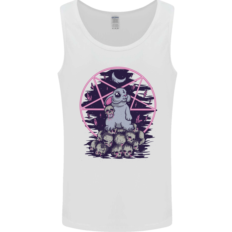 Demonic Satanic Rabbit With Skulls Mens Vest Tank Top White