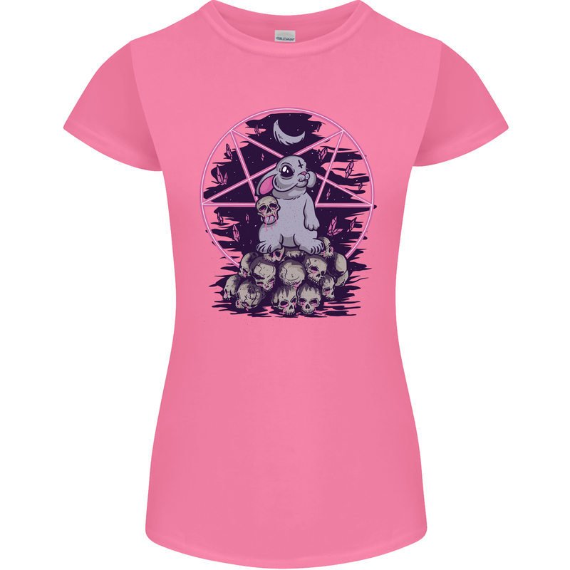 Demonic Satanic Rabbit With Skulls Womens Petite Cut T-Shirt Azalea