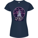 Demonic Satanic Rabbit With Skulls Womens Petite Cut T-Shirt Navy Blue