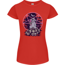 Demonic Satanic Rabbit With Skulls Womens Petite Cut T-Shirt Red