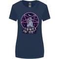 Demonic Satanic Rabbit With Skulls Womens Wider Cut T-Shirt Navy Blue