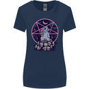 Demonic Satanic Rabbit With Skulls Womens Wider Cut T-Shirt Navy Blue