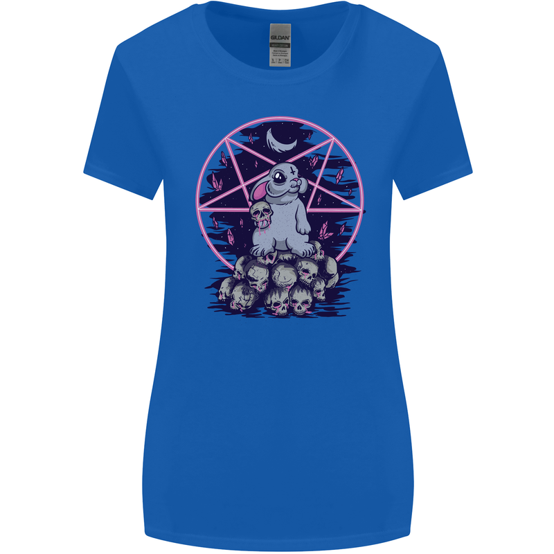 Demonic Satanic Rabbit With Skulls Womens Wider Cut T-Shirt Royal Blue