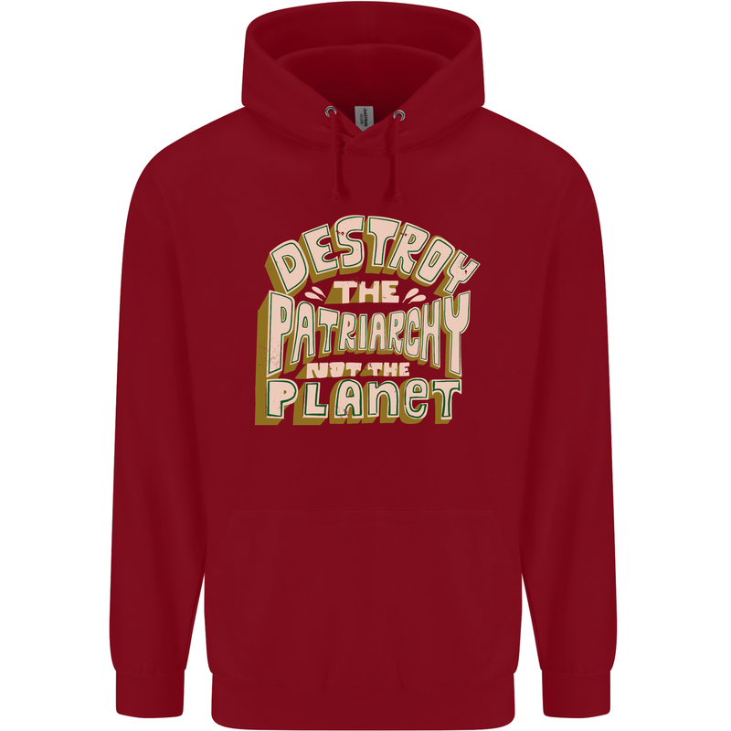 Destroy Patriarchy Not the Planet Climate Change Childrens Kids Hoodie Red