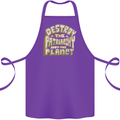 Destroy Patriarchy Not the Planet Climate Change Cotton Apron 100% Organic Purple