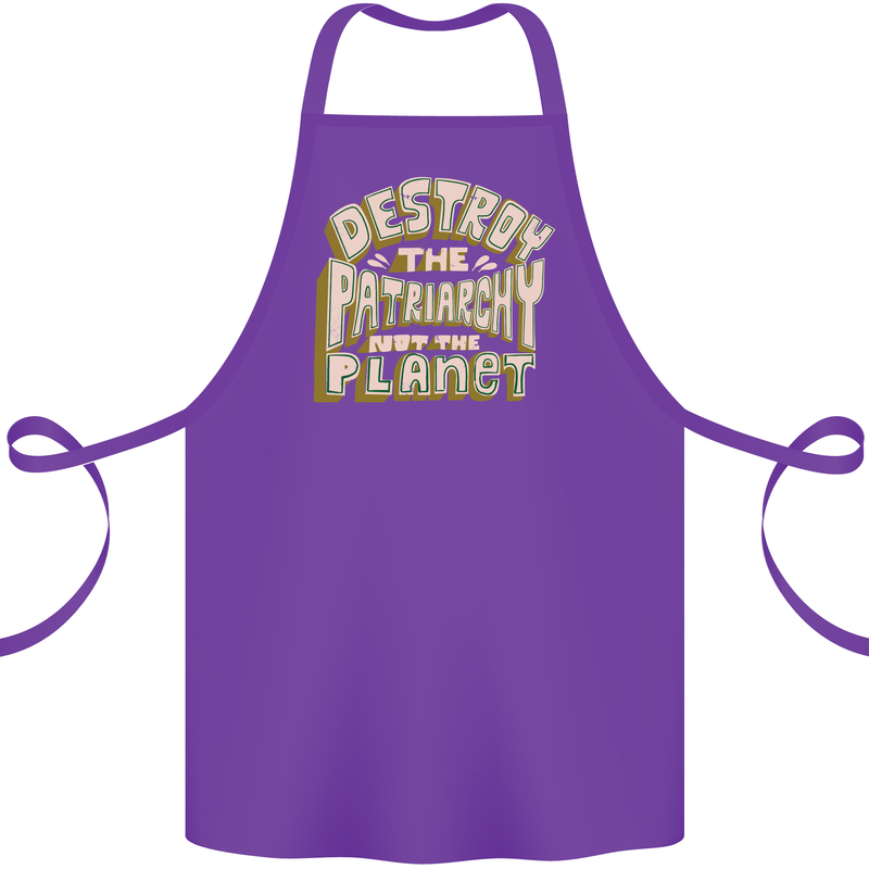 Destroy Patriarchy Not the Planet Climate Change Cotton Apron 100% Organic Purple