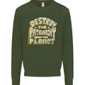 Destroy Patriarchy Not the Planet Climate Change Kids Sweatshirt Jumper Forest Green