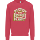 Destroy Patriarchy Not the Planet Climate Change Kids Sweatshirt Jumper Heliconia