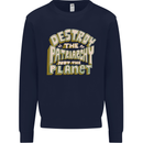 Destroy Patriarchy Not the Planet Climate Change Kids Sweatshirt Jumper Navy Blue
