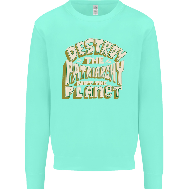 Destroy Patriarchy Not the Planet Climate Change Kids Sweatshirt Jumper Peppermint